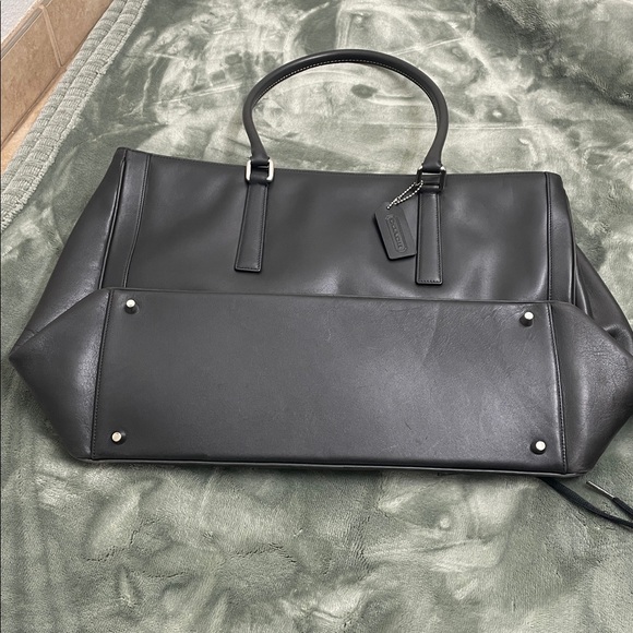 Coach Black Leather Handbag with Silver Accents